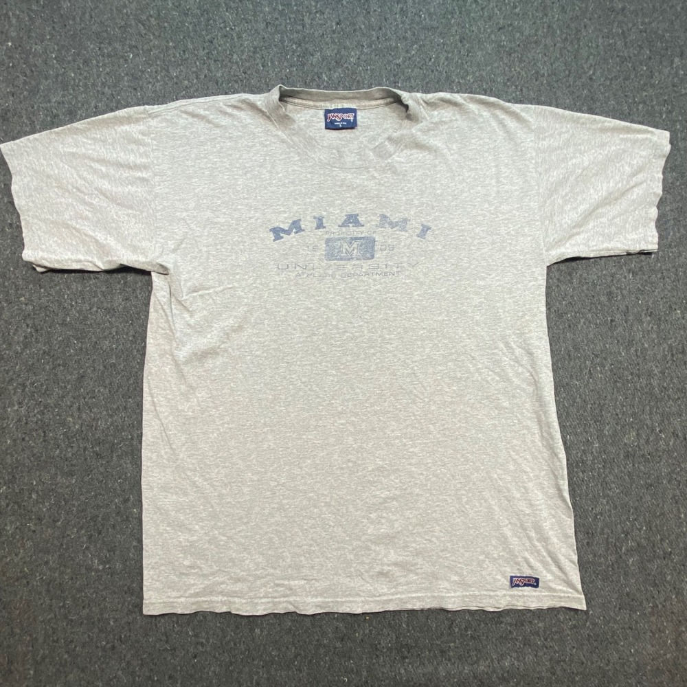 Jansport T Shirt L Mens Gray Miami University Collegiate Vintage Made in USA